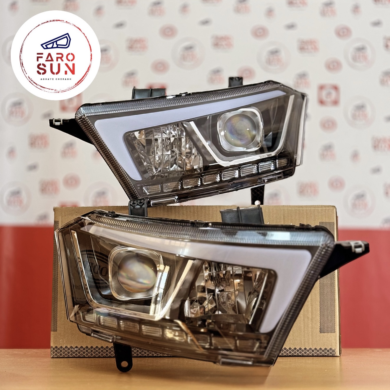 چراغ جلوی دنا پلاس برند مدرن صنعت بسته ۲ عددی (جفت) موتور دار